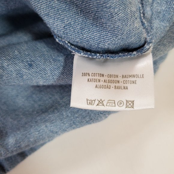 Landhaus C&A Naturally Shirt Mens Medium Blue Denim Classic Fit Button Up Casual - Picture 15 of 15